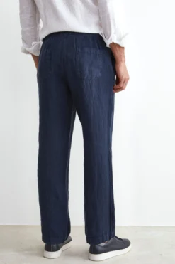 Pantalone in Lino con Coulisse - BLU NOTTE