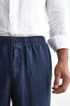 Pantalone in Lino con Coulisse - BLU NOTTE