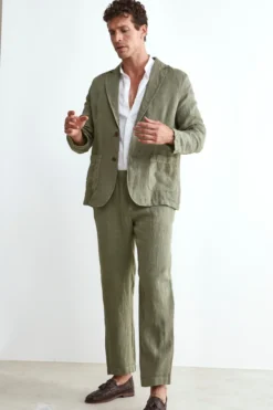 Pantalone in Lino con Coulisse - VERDE MILITARE