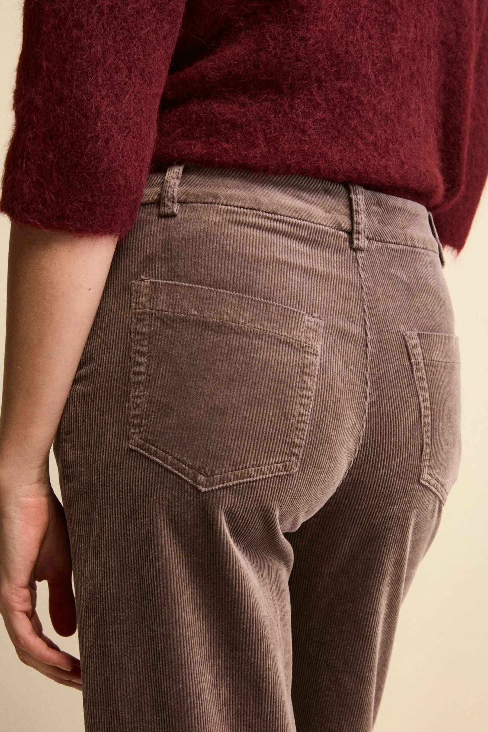 Pantalone in Velluto a Gamba Larga - MARRONE