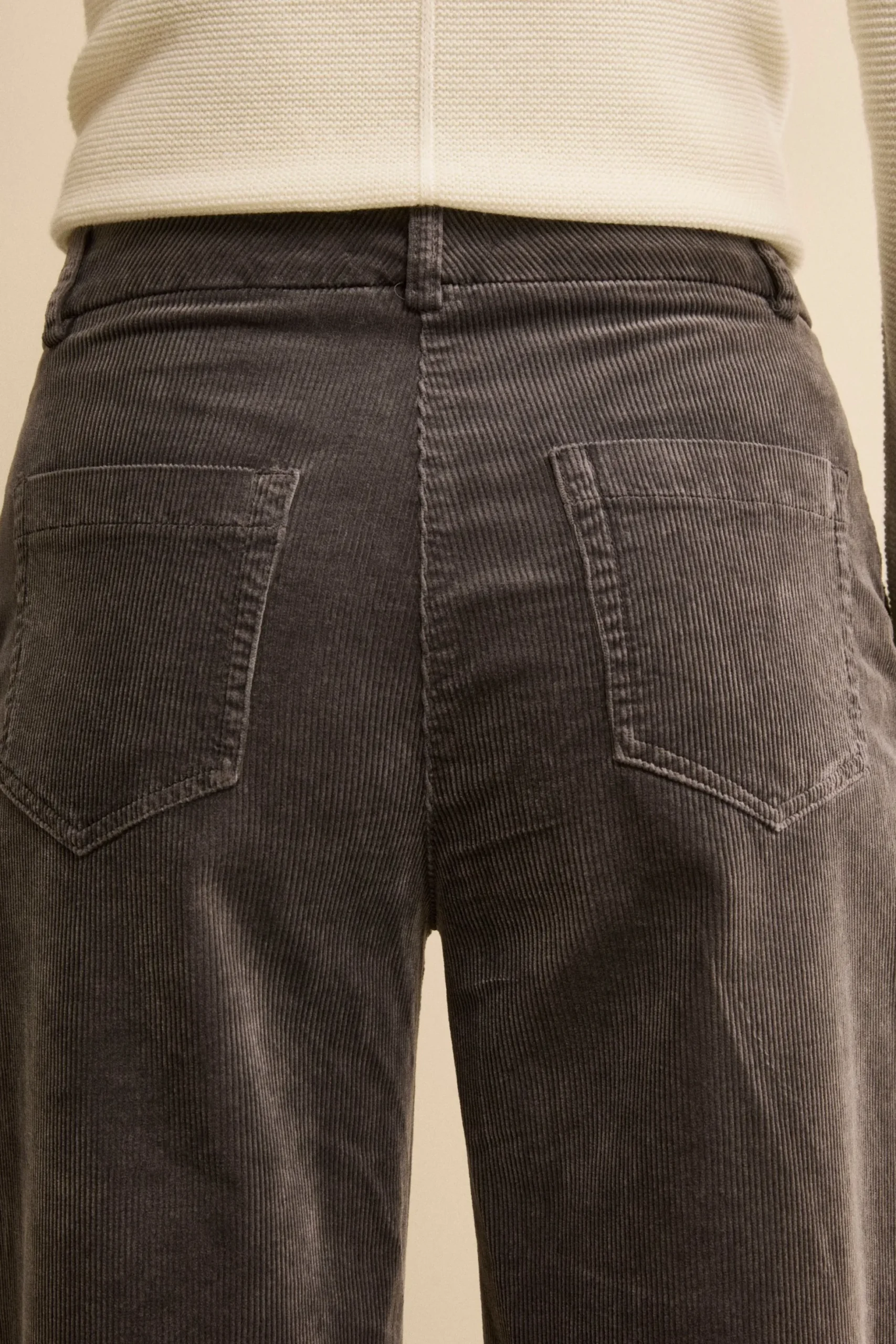 Pantalone in Velluto a Gamba Larga - GRIGIO