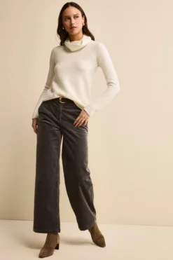 Pantalone in Velluto a Gamba Larga - GRIGIO