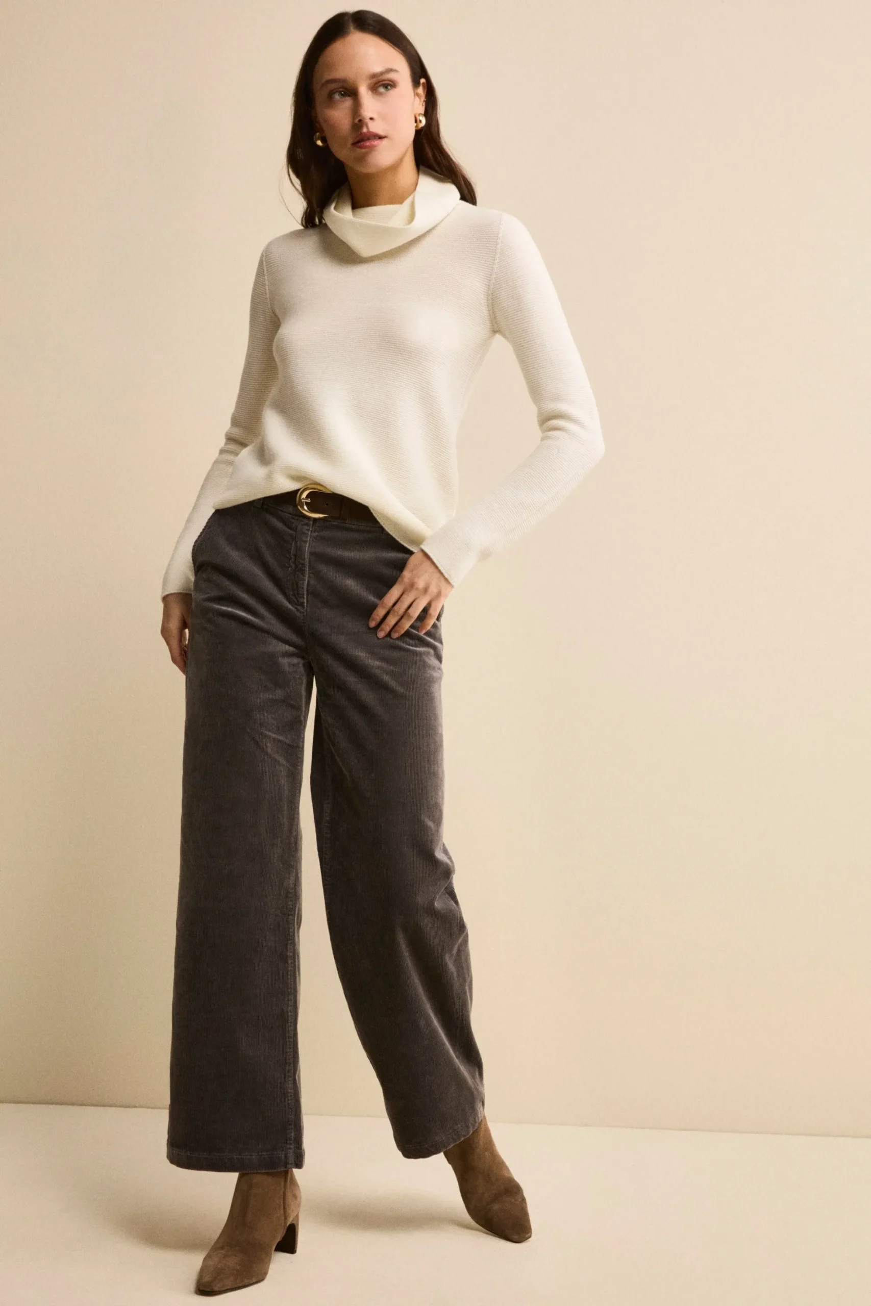 Pantalone in Velluto a Gamba Larga - GRIGIO