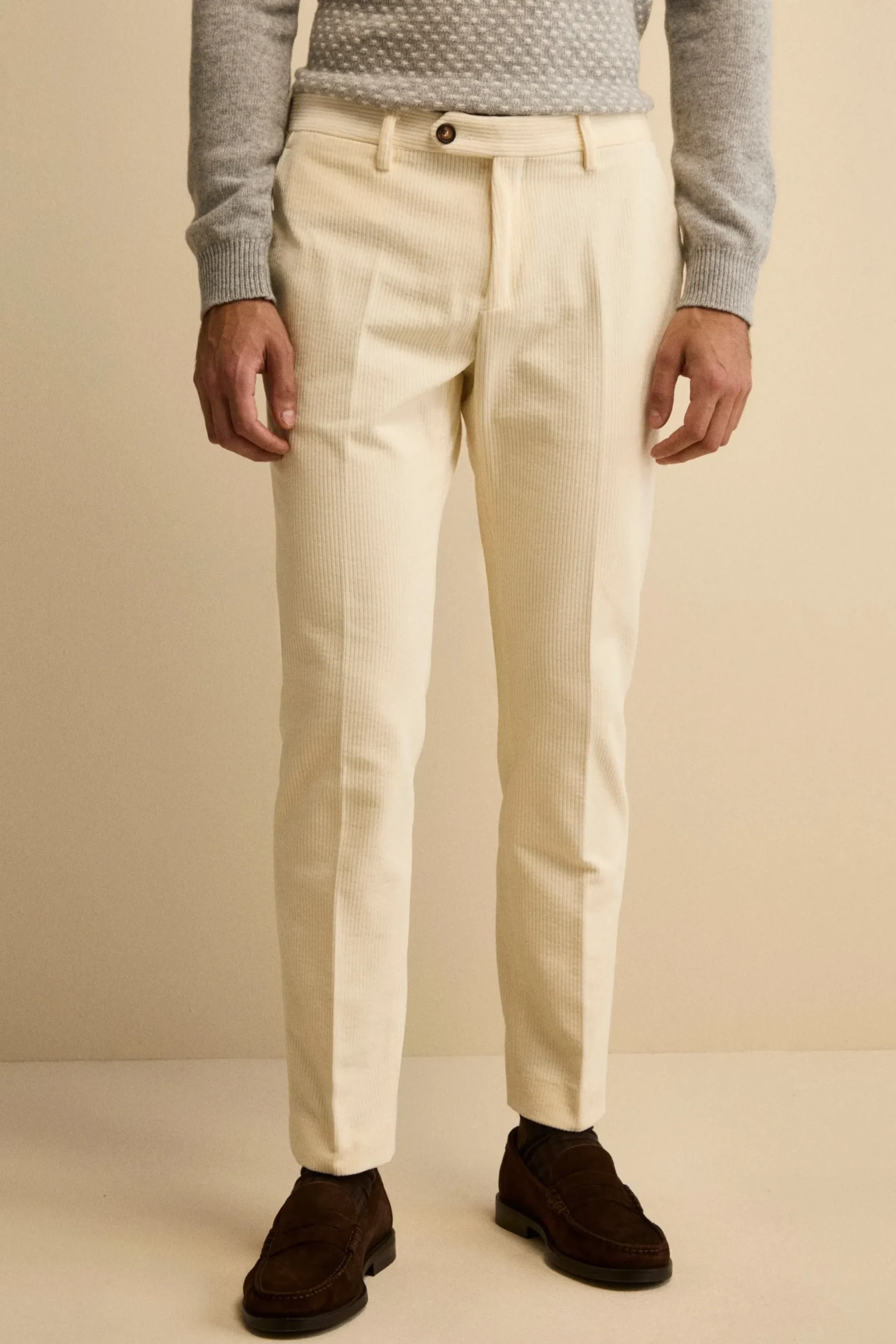 Pantalone in Velluto Regular Fit - BIANCO