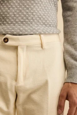 Pantalone in Velluto Regular Fit - BIANCO
