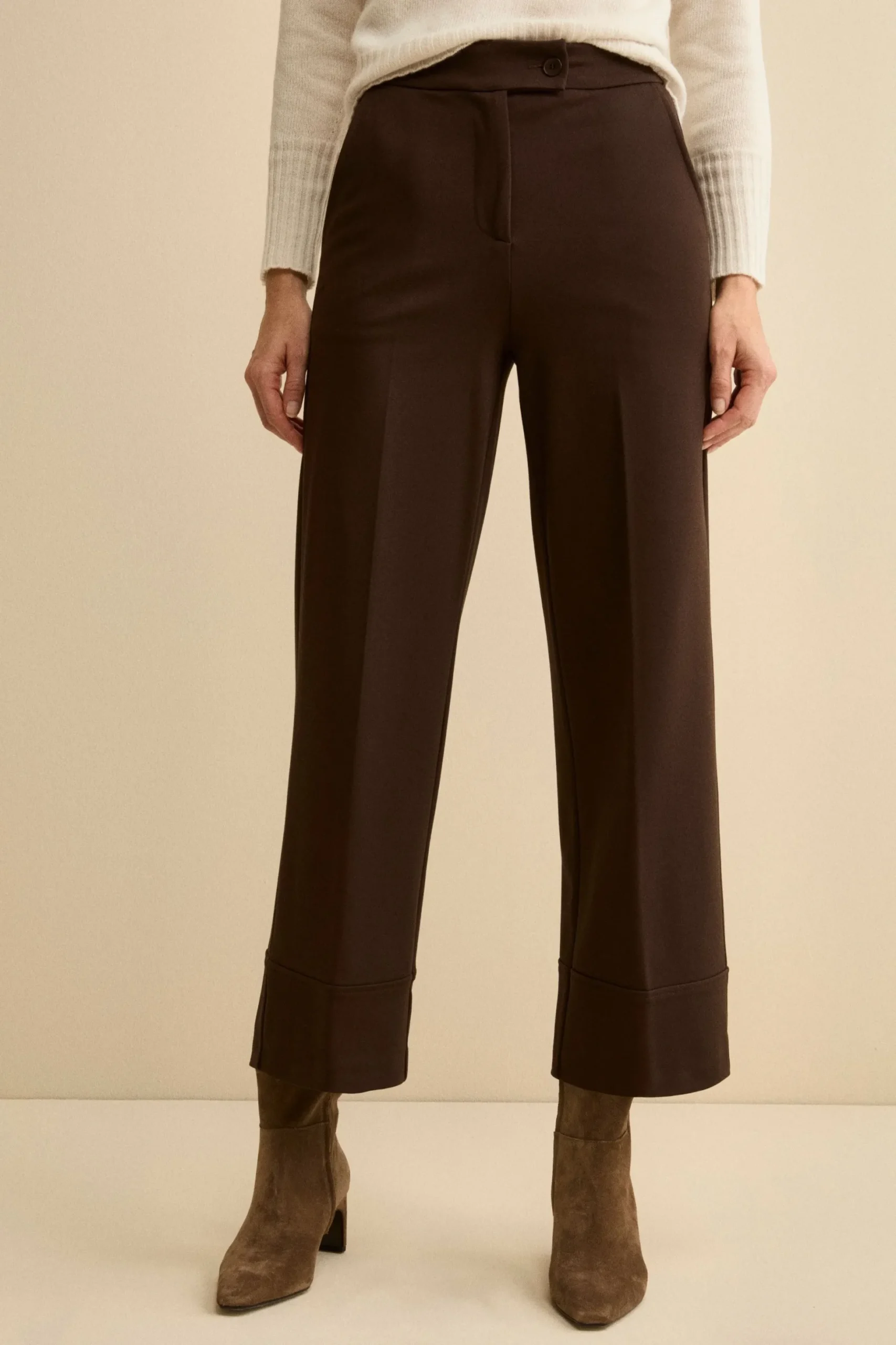 Pantalone Largo con Risvolto e Pieghe - T.MORO