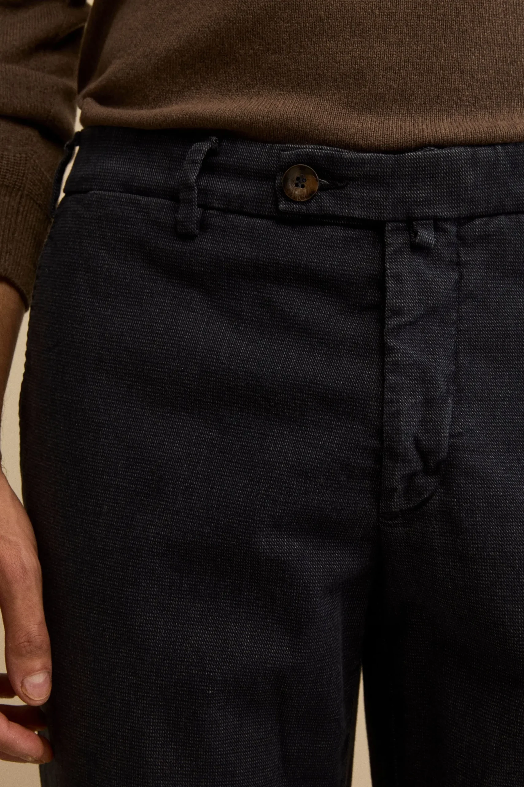 Pantalone Micropunto Regular Fit in Cotone - BLU