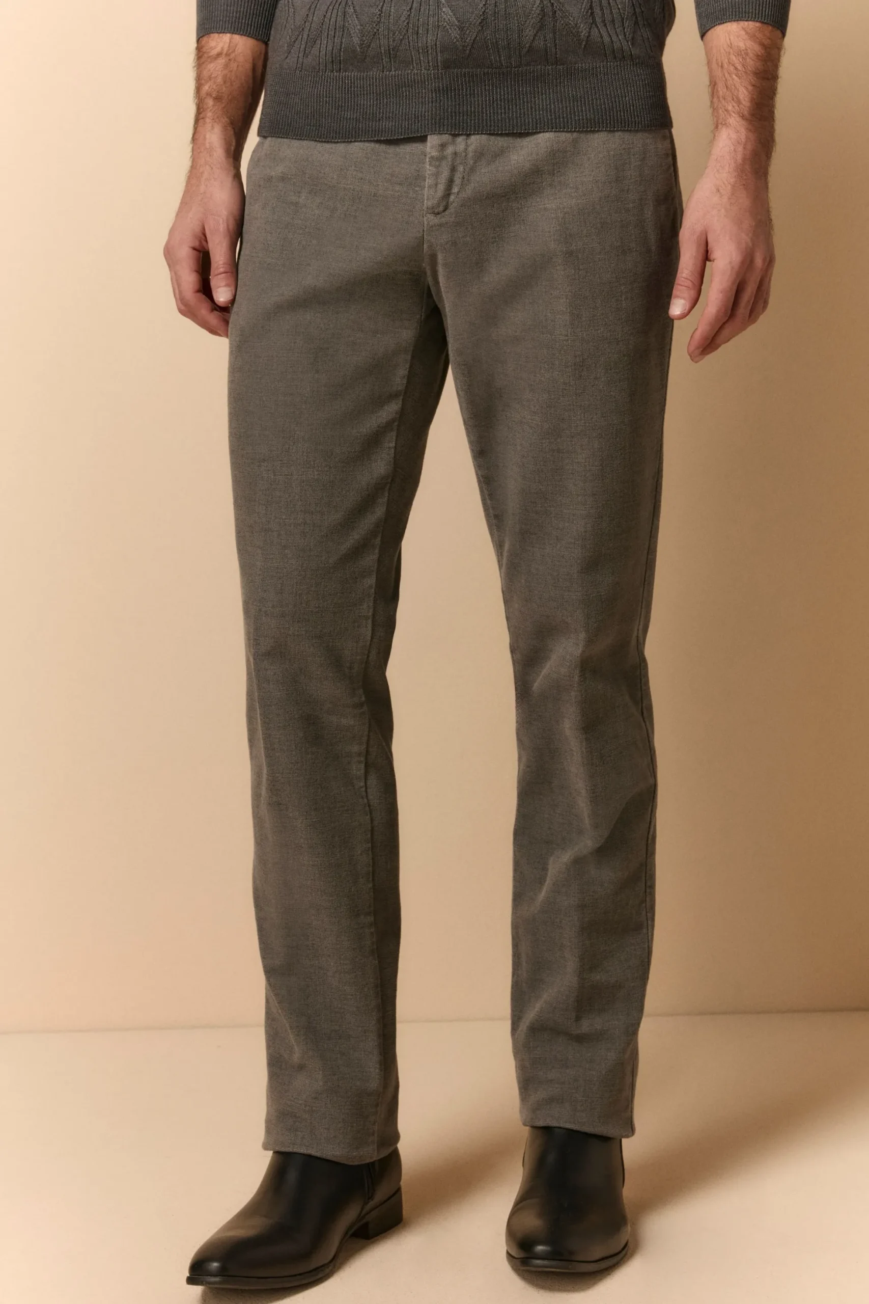 Pantalone Microrete Regular Fit - GRIGIO MICROEFFETTO