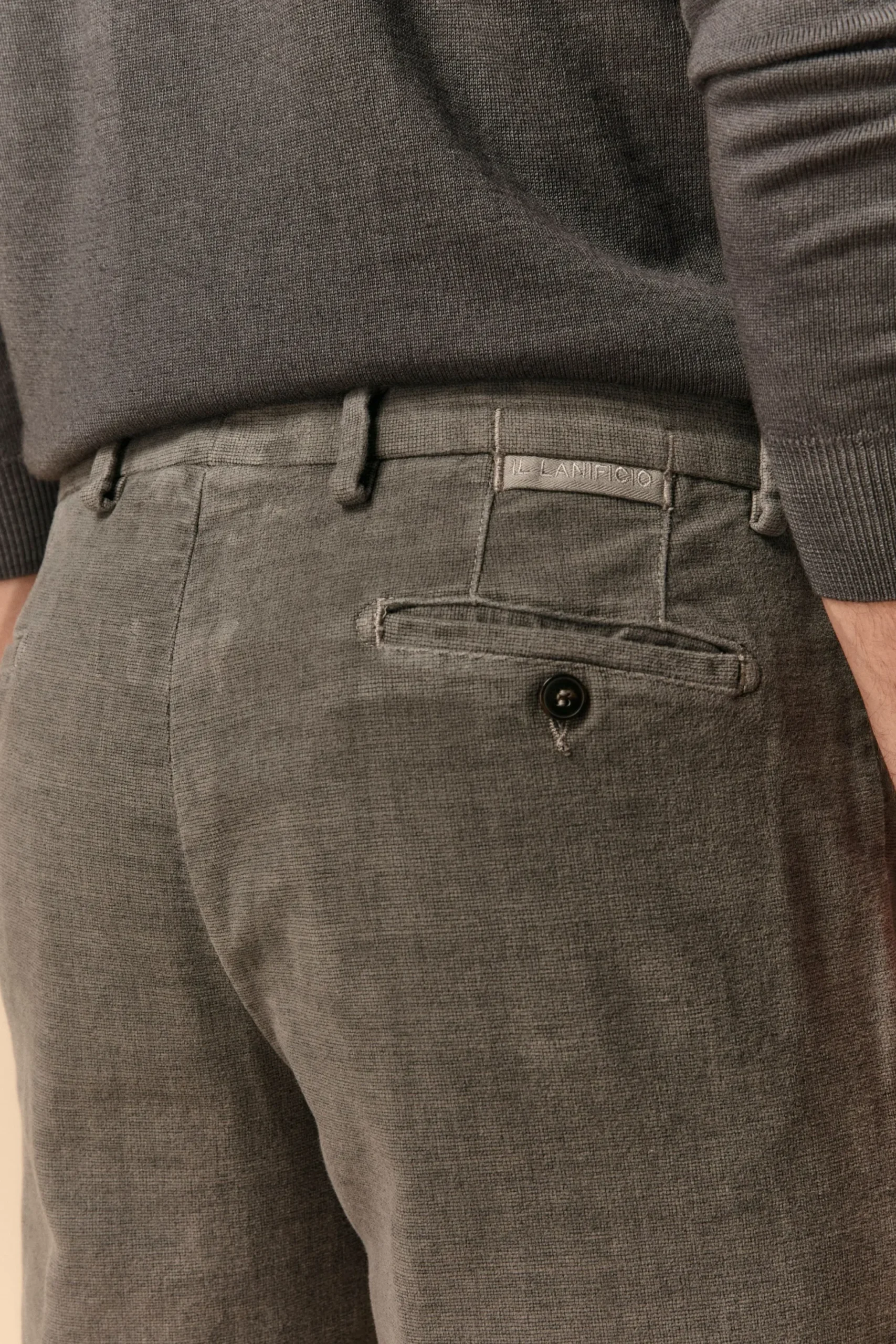 Pantalone Microrete Regular Fit - GRIGIO MICROEFFETTO