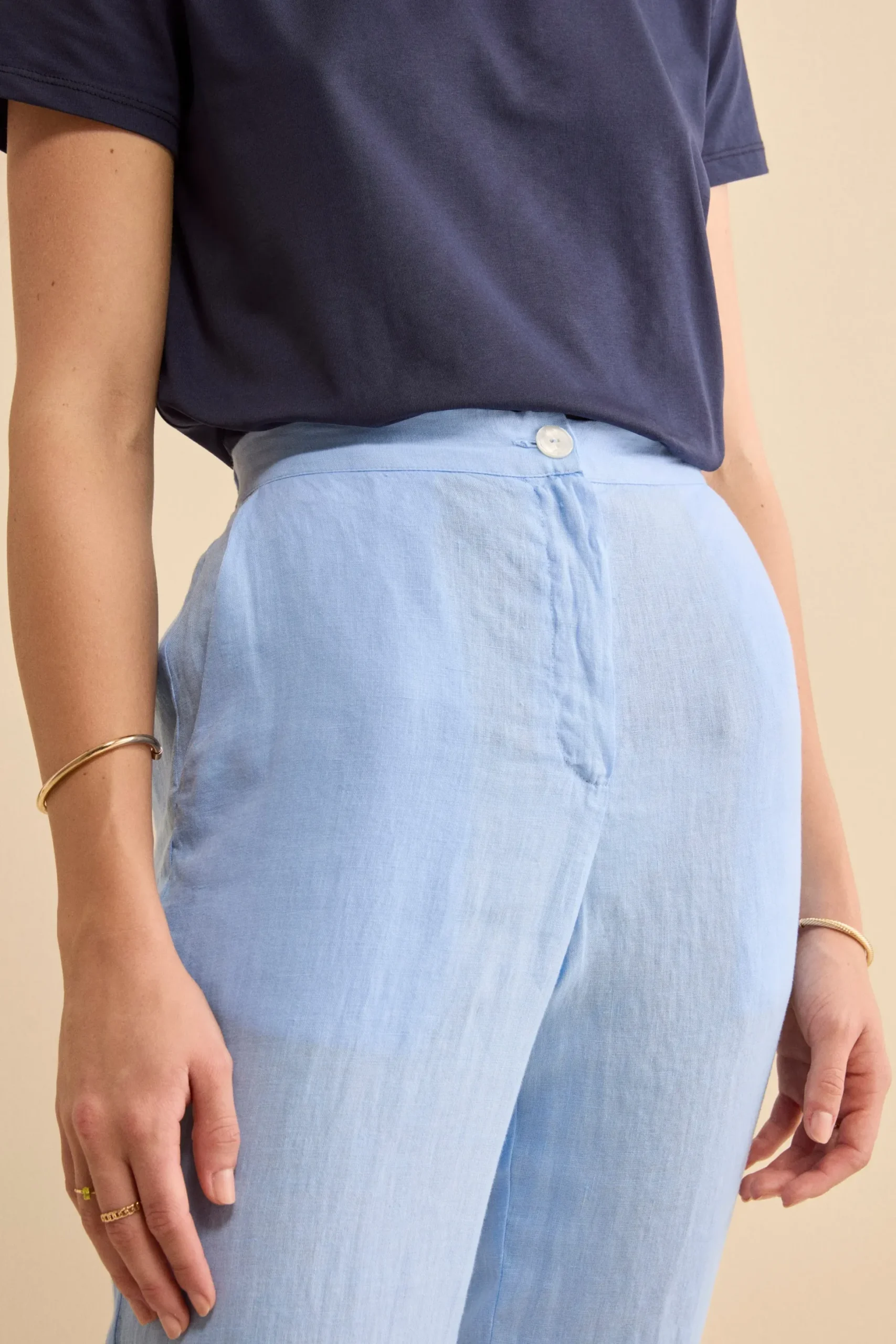 Pantalone Over in Lino con Elastico - AZZURRO