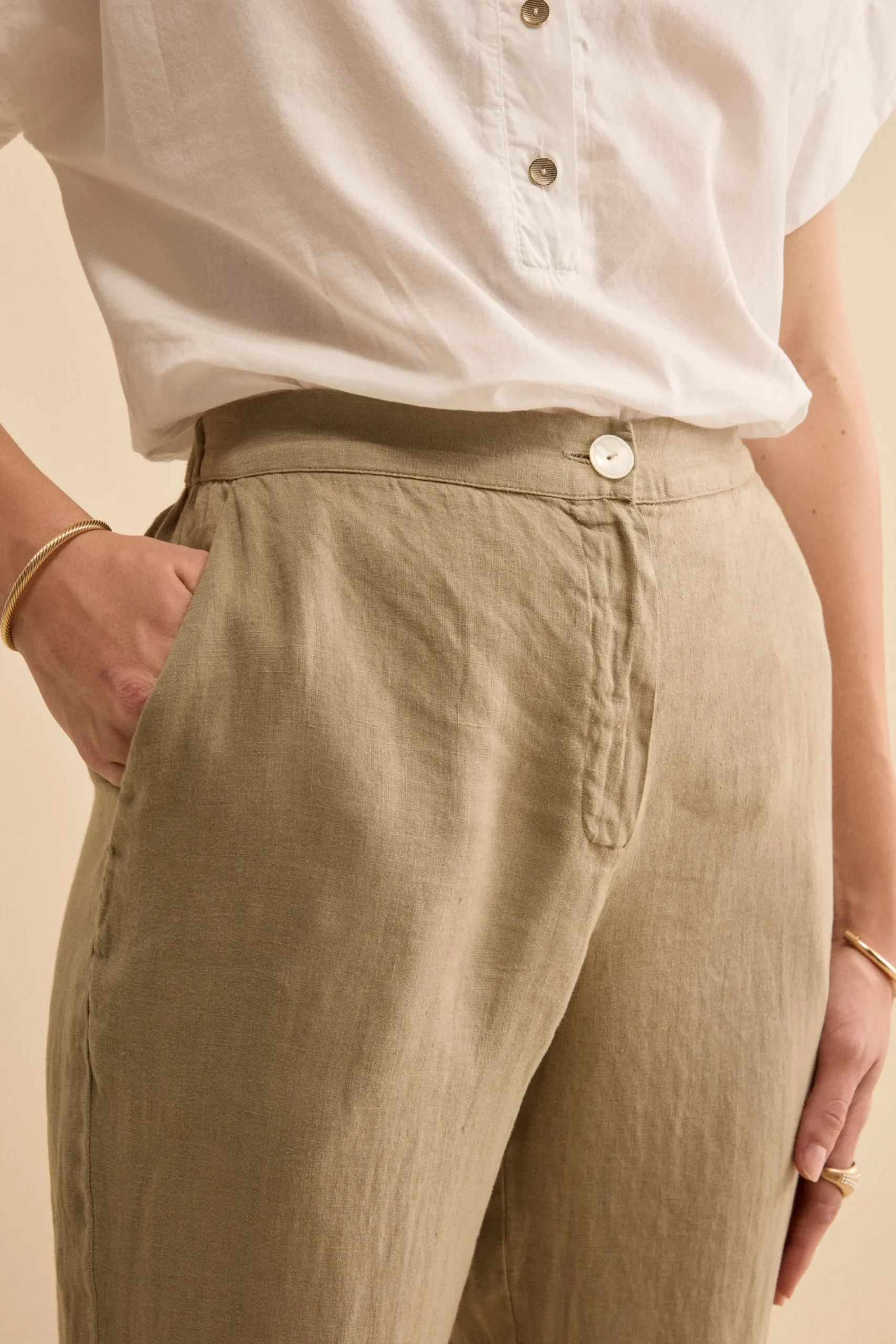 Pantalone Over in Lino con Elastico - TORTORA