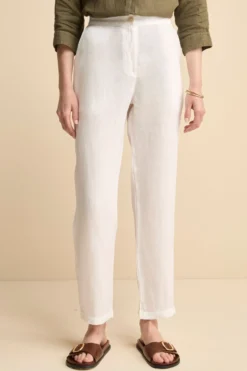 Pantalone Over in Lino con Elastico - BIANCO