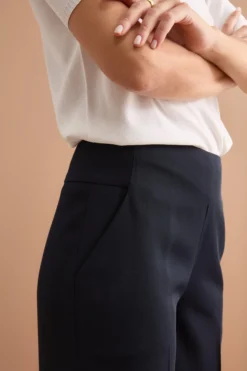 Pantalone Palazzo Cropped con Pieghe - BLU