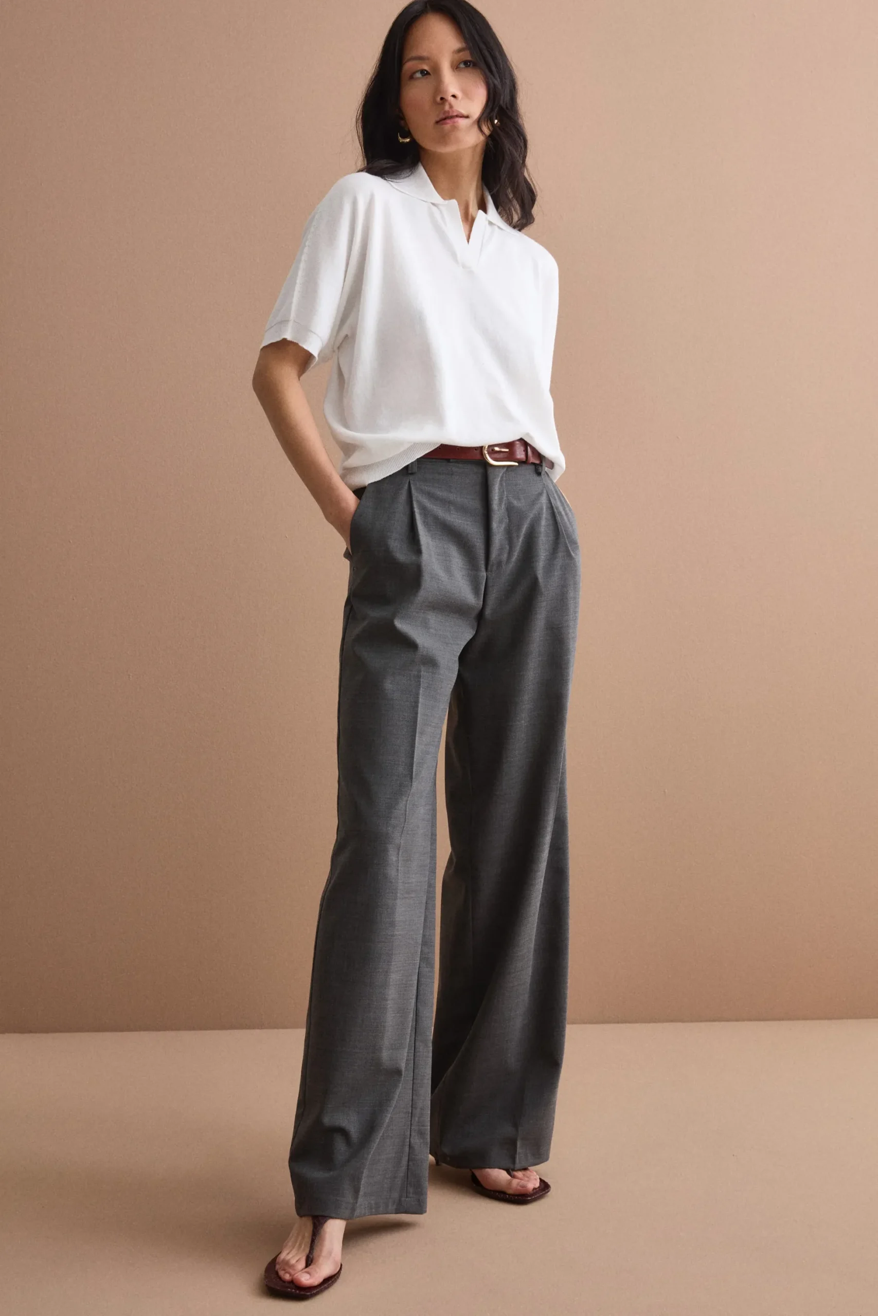 Pantalone Palazzo da Cerimonia in Lana Vergine - GRIGIO