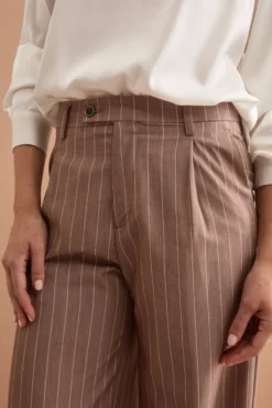 Pantalone Palazzo Gessato con Pinces - MARRONE GESSATO