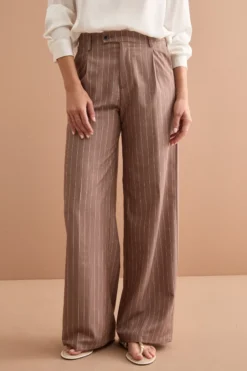 Pantalone Palazzo Gessato con Pinces - MARRONE GESSATO