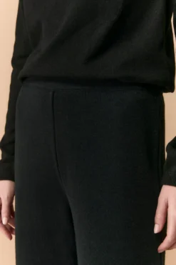 Pantalone Palazzo in Misto Lana - NERO