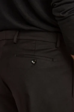 Pantalone Pinces Gamba Larga in Misto Lana - NERO