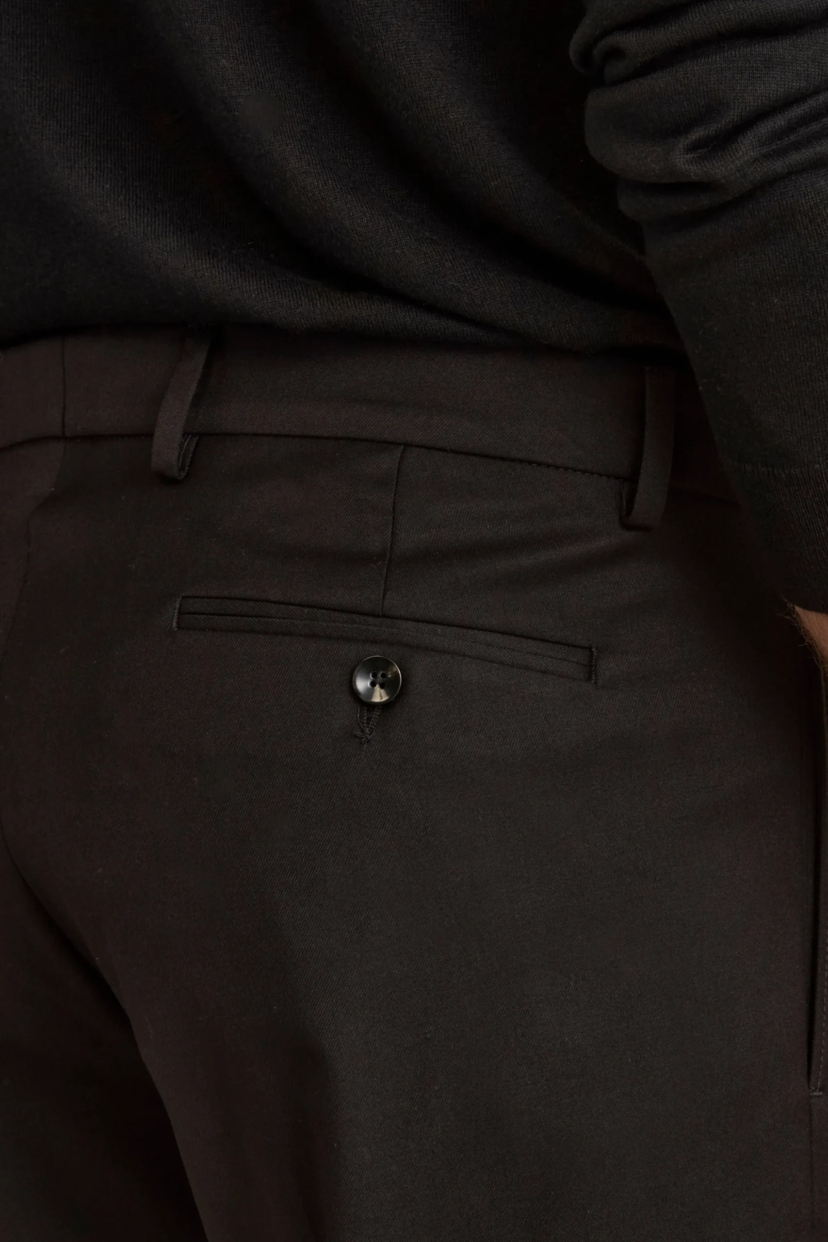 Pantalone Pinces Gamba Larga in Misto Lana - NERO