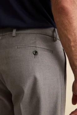 Pantalone Pinces Gamba Larga in Misto Lana - GRIGIO MELANGE
