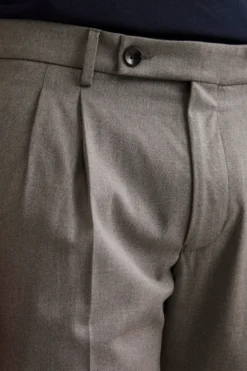 Pantalone Pinces Gamba Larga in Misto Lana - GRIGIO MELANGE