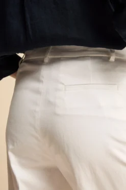 Pantalone Piquet a Sigaretta in Cotone - BIANCO