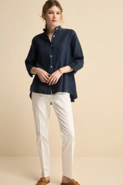 Pantalone Piquet a Sigaretta in Cotone - BIANCO