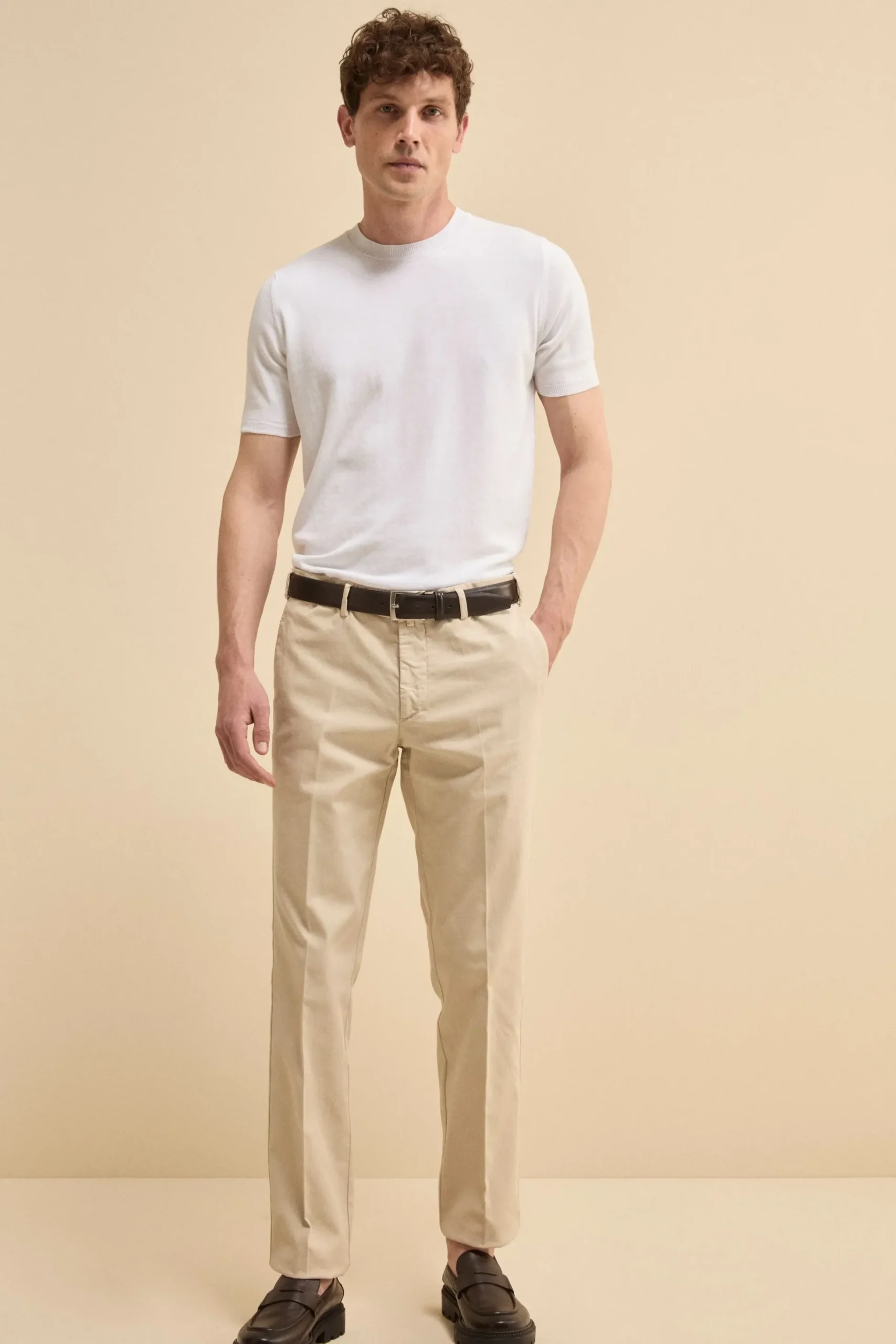 Pantalone Regular Fit in Cotone Armaturato - SABBIA