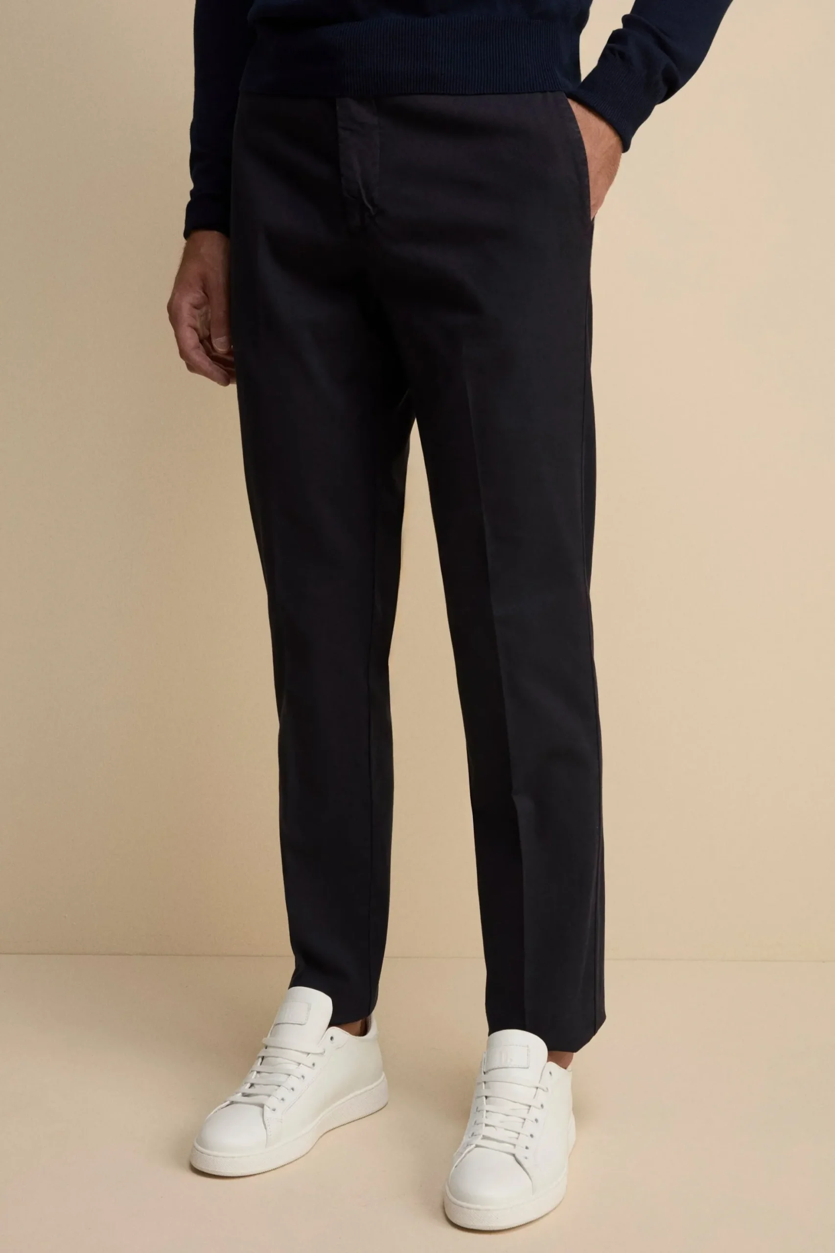 Pantalone Regular Fit in Cotone Armaturato - BLU