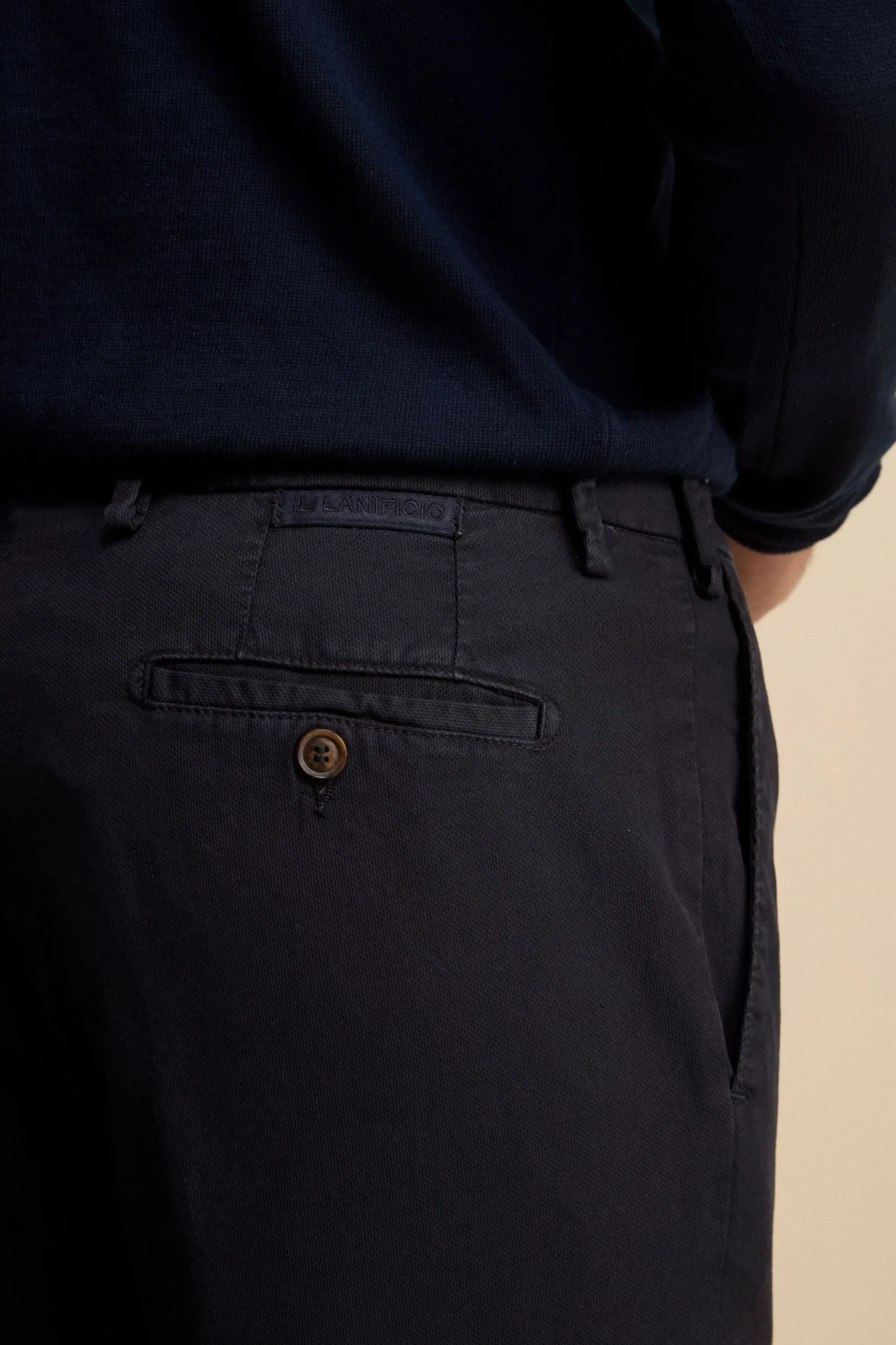 Pantalone Regular Fit in Cotone Armaturato - BLU