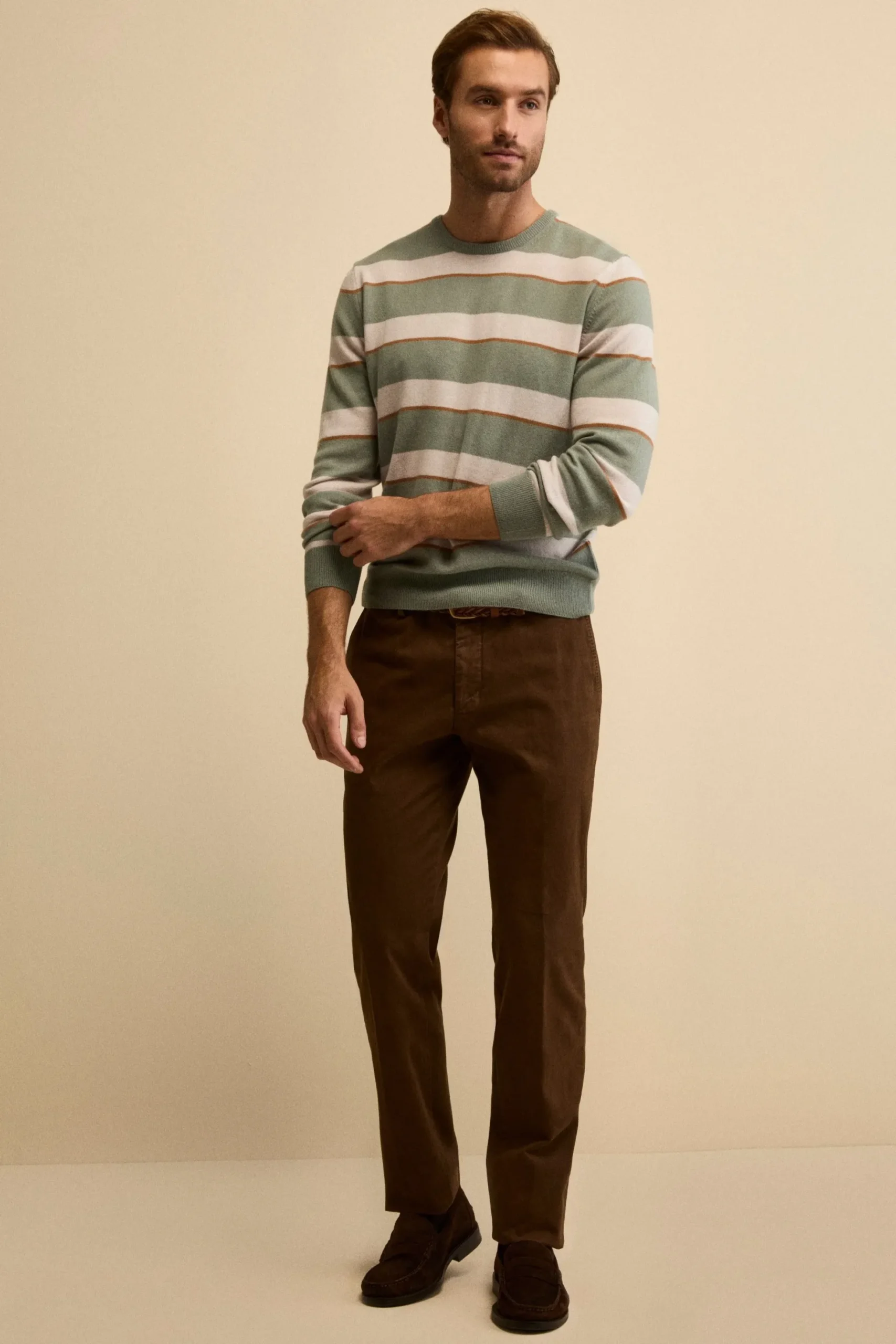 Pantalone Regular Fit in Cotone Stretch - CACAO