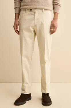 Pantalone Regular Fit in Cotone Stretch - LATTE