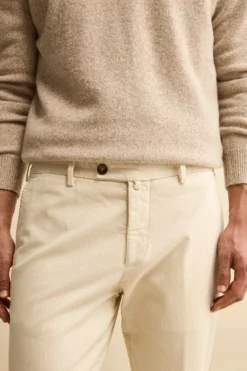 Pantalone Regular Fit in Cotone Stretch - LATTE