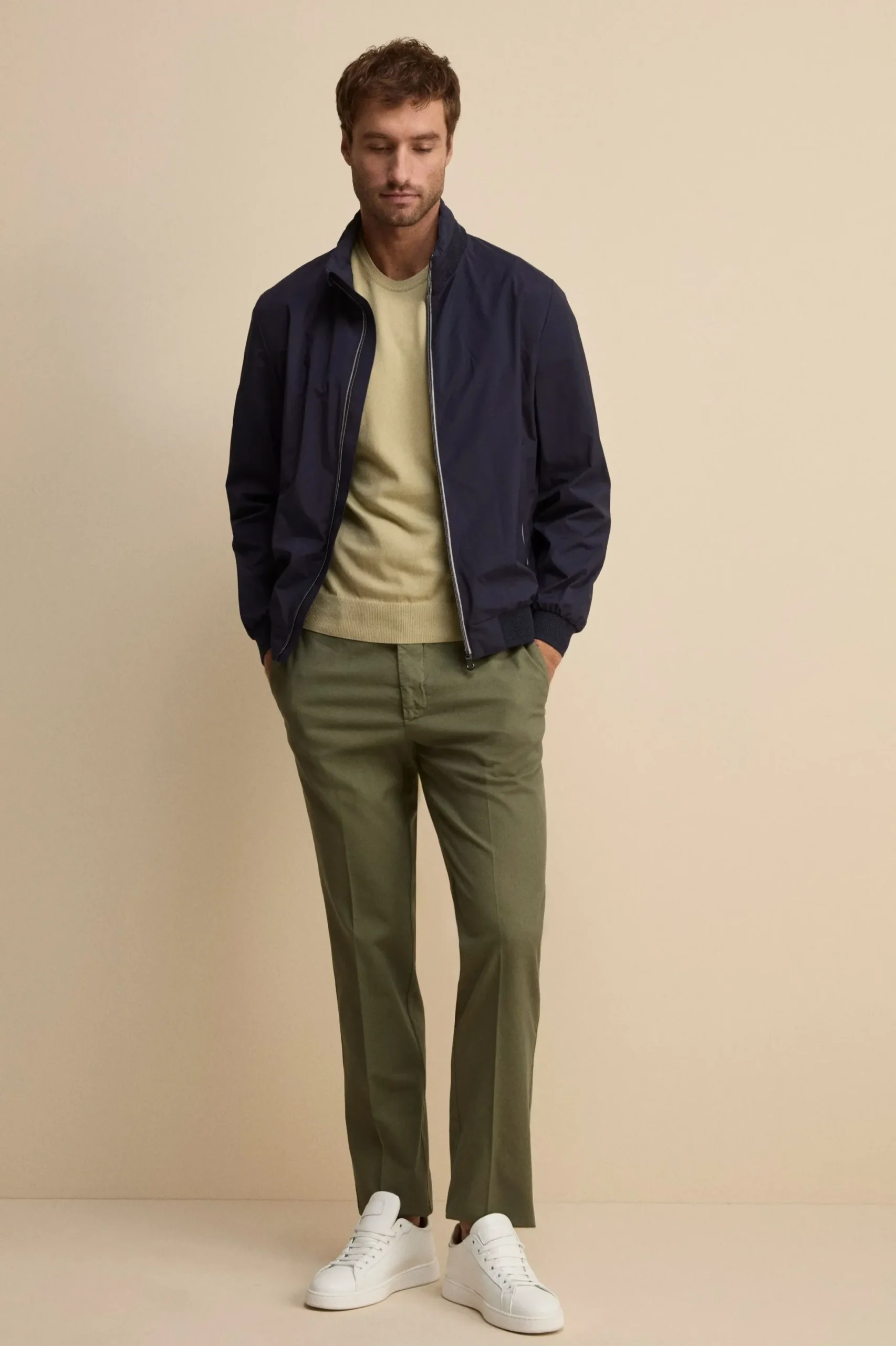 Pantalone Regular Fit in Cotone Armaturato - SALVIA