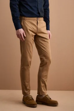 Pantalone Regular Fit in Gabardina di Cotone - RUGGINE