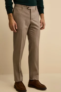 Pantalone Regular Fit in Lana e Cashmere - TORTORA