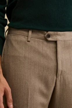 Pantalone Regular Fit in Lana e Cashmere - TORTORA