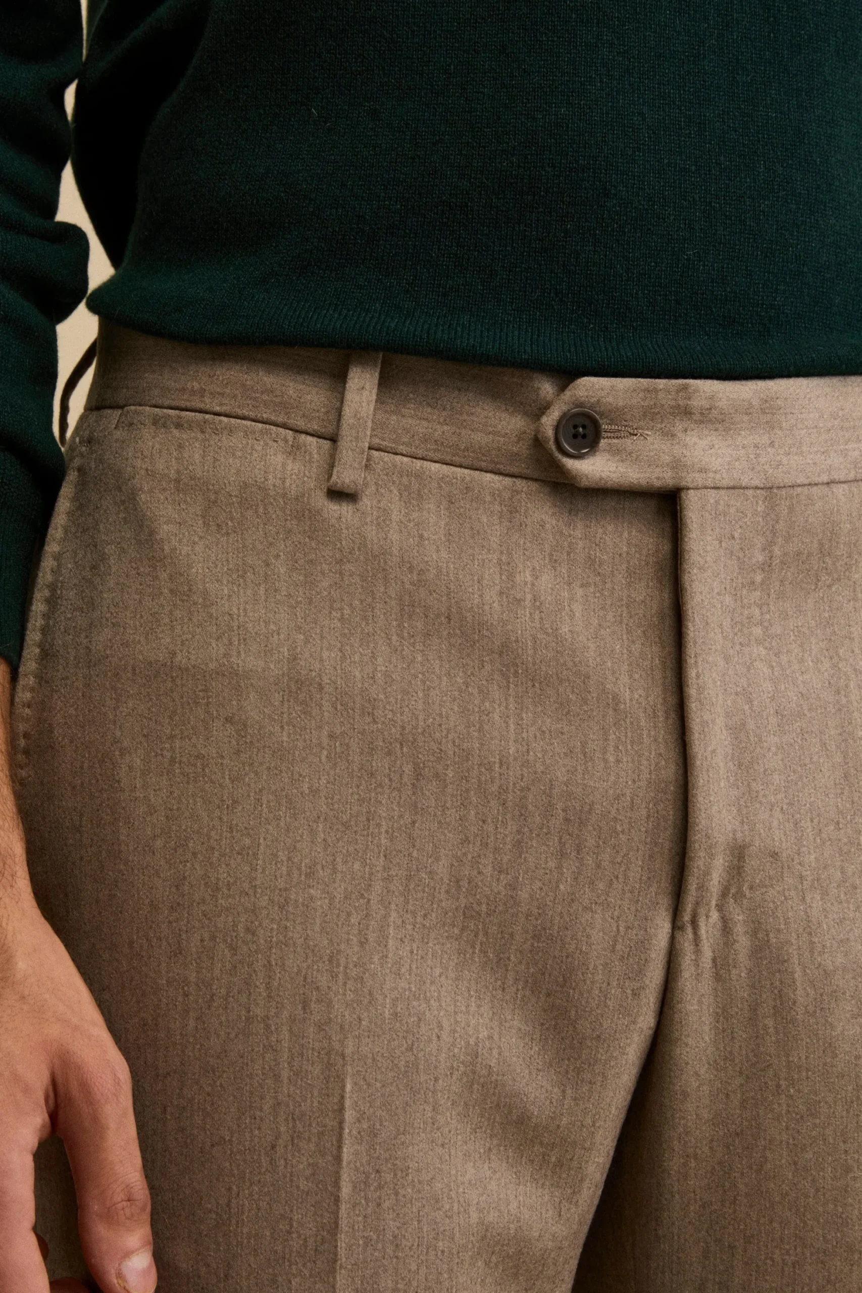 Pantalone Regular Fit in Lana e Cashmere - TORTORA