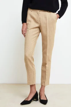 Pantalone Sigaretta in Lana - BEIGE SPIGATO