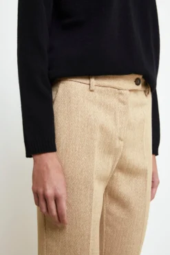 Pantalone Sigaretta in Lana - BEIGE SPIGATO