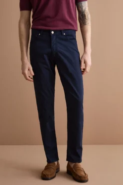 Pantalone Slim Fit Cinque Tasche in Denim - NAVY