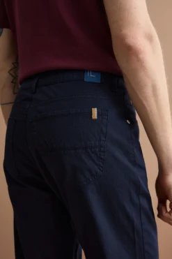 Pantalone Slim Fit Cinque Tasche in Denim - NAVY