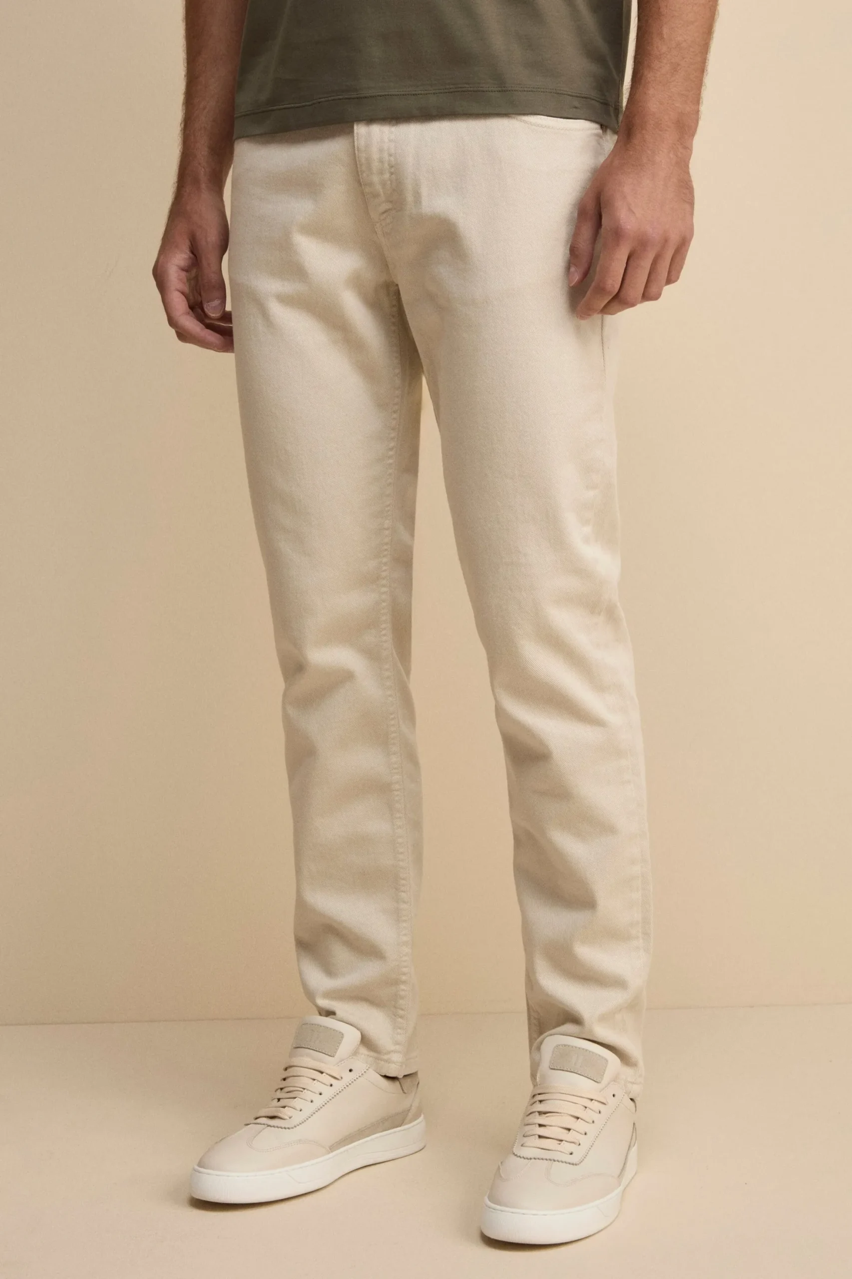 Pantalone Slim Fit Cinque Tasche in Denim - BURRO