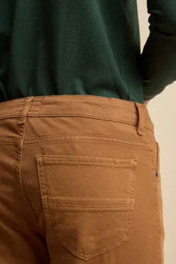 Pantalone Slim Fit Cinque Tasche in Denim - TABACCO