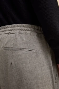 Pantalone Slim Fit con Coulisse in Misto Lana - GRIGIO CHIARO