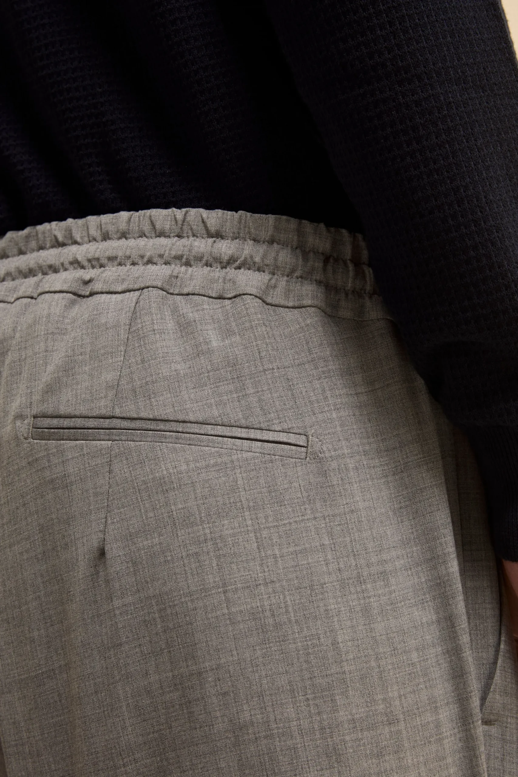 Pantalone Slim Fit con Coulisse in Misto Lana - GRIGIO CHIARO