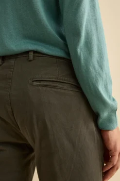 Pantalone Slim Fit con Pieghe in Gabardina - VERDE