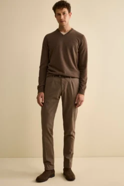 Pantalone Slim Fit in Cotone Armaturato - FANGO