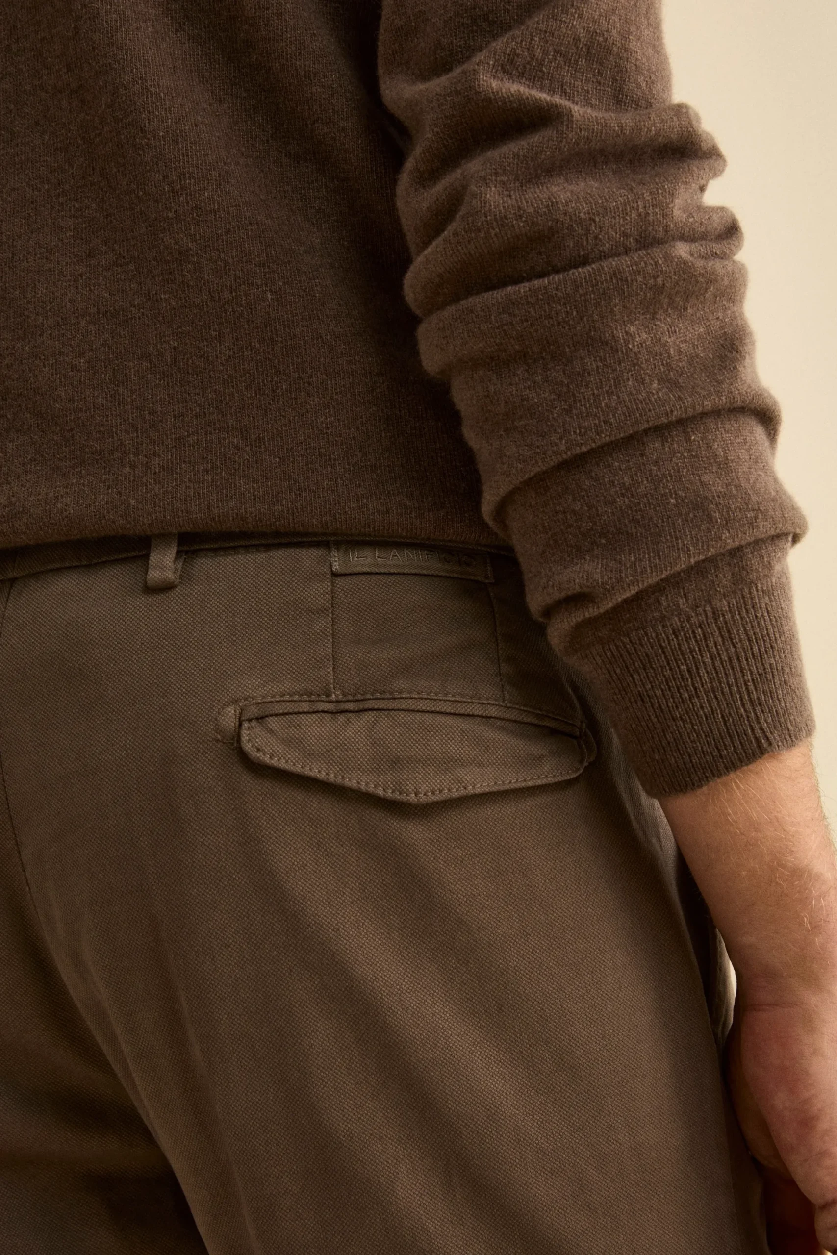 Pantalone Slim Fit in Cotone Armaturato - FANGO