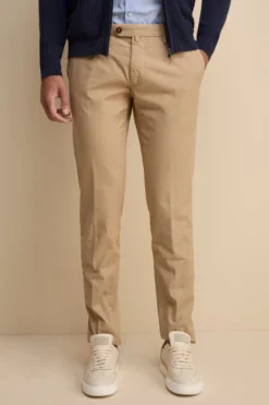 Pantalone Slim Fit in Cotone con Taschino - BEIGE